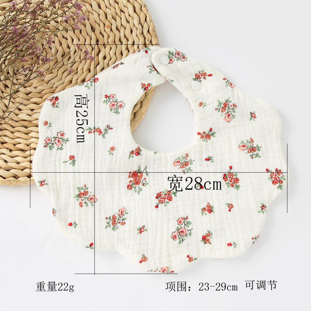 Baby Cotton Gauze Bibs With Printed Patterns And Wavy Edges Soft Absorbent Drool Burp Cloths For Infants And Toddlers