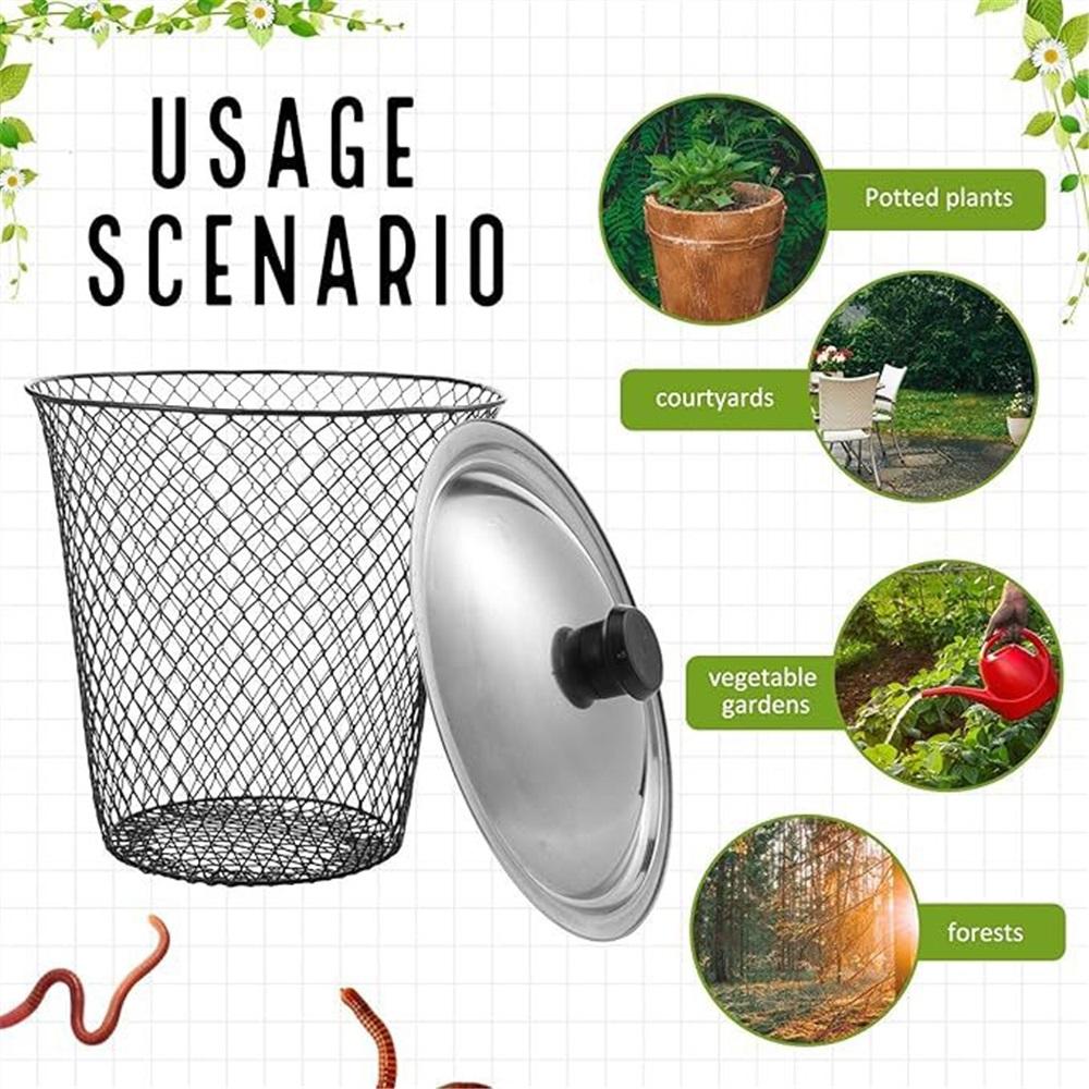 In-Ground Worm Composting Bin With Lid, Metal Mesh Buried Vermicompost Basket For Garden Vegetable Beds