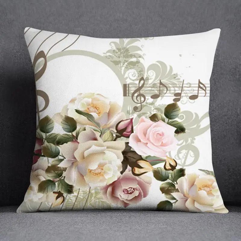 Taie D'oreiller Carrée Avec Motif De Note De Musique JESeries, Housse De Coussin De Bureau, Décoration De La Maison