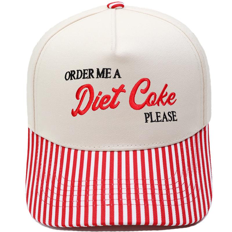 Diet Coke Embroidery Color Matching Truck Driver Baseball Cap Fun Men's and Women's Casual Shade Dad Hat