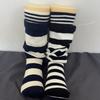 Two Pieces of Pure Cotton Double-layer Flared False Mid-calf Socks with A High-end Feel, Women's Three-dimensional Striped Stylish Long Socks