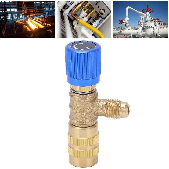 Refrigerant Charging Valve, Refrigerant Valve Brass Tank Adapter, 1/4" Thread Safety Adapter Flow Control Ball Valve for R22 R410 R134A R404