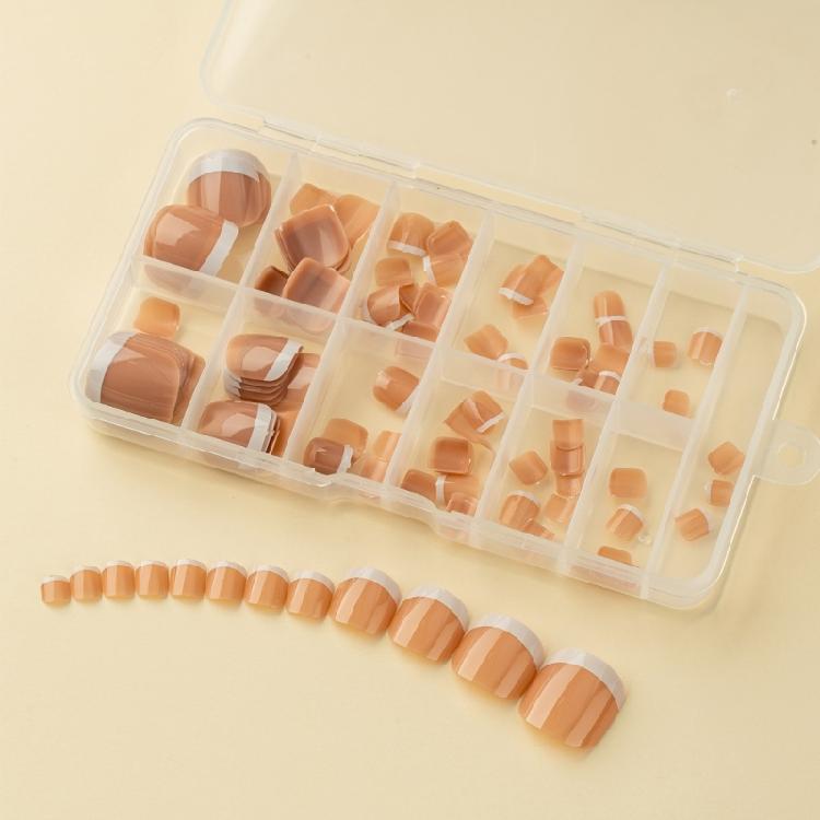 120x/Box Full Cover Stick On Nails French Tip Press On Nails Coffin False Nails Manicures Suppliss