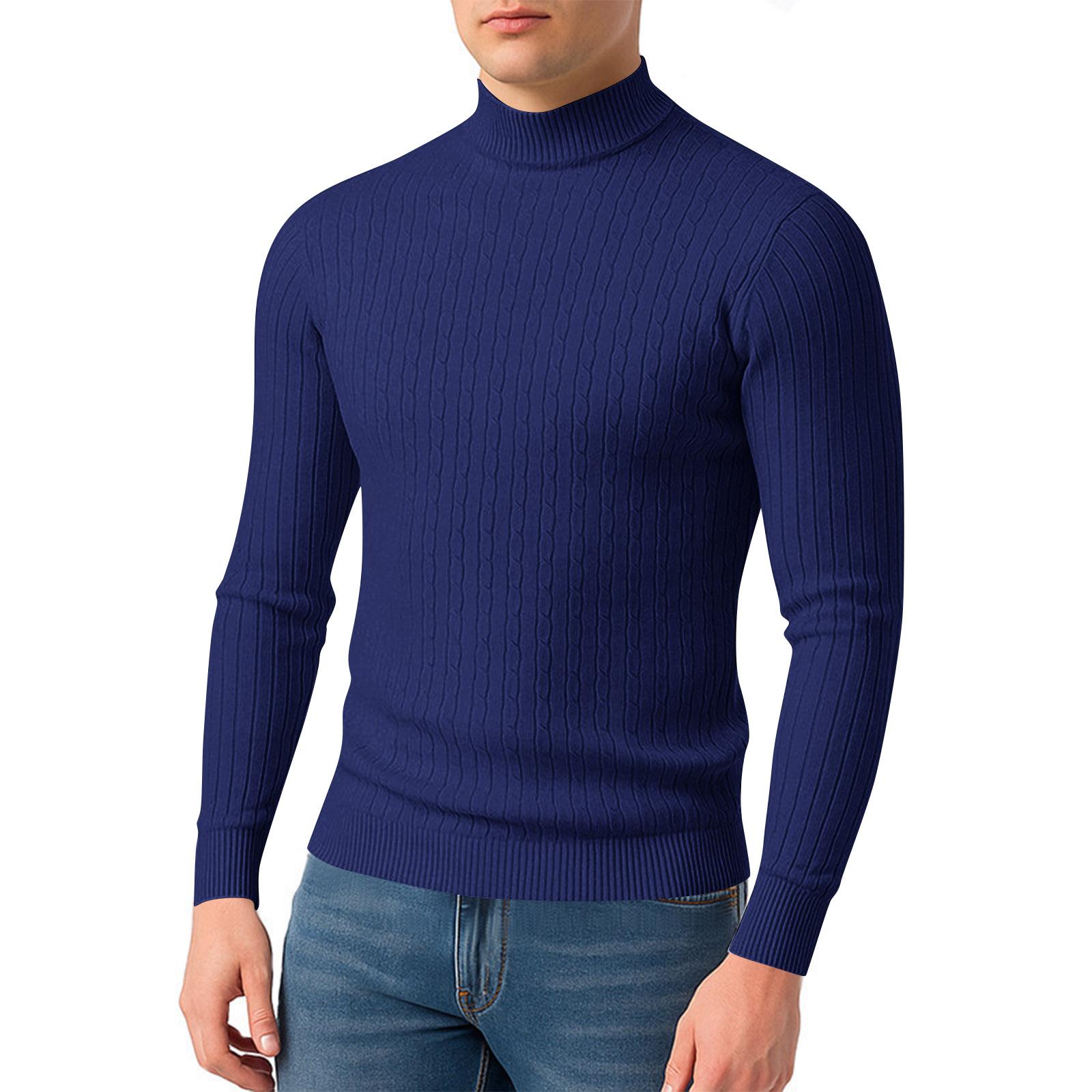 

Men s Twisted Color Sweater Men s Half Turtleneck Knitted Bottoming Shirt XXXL Темно-синій