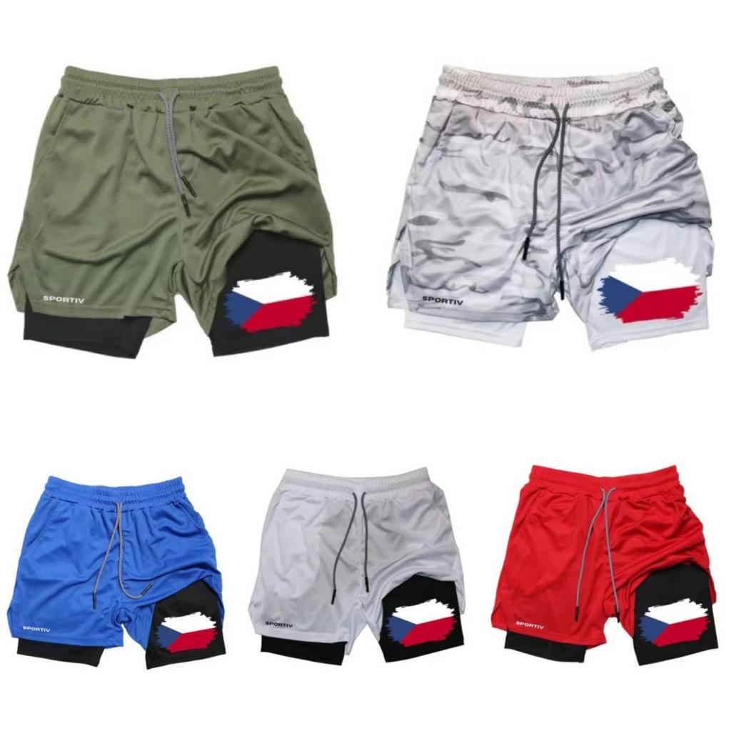 Tschechische Flagge Camouflage Muay Thai Kickboxshorts Herren Damen Unisex Sportbekleidung Doppellagig Schnelltrocknend Atmungsaktiv Training Sport Fitnessstudio Workout