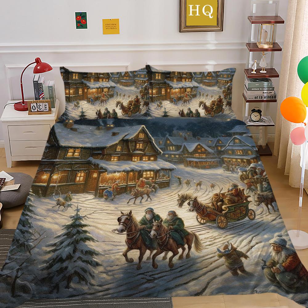 3D vánoční tisk přehozů do ložnice Dekor z mikrovlákna v plné velikosti Vysoce kvalitní designový dívčí bytový textil