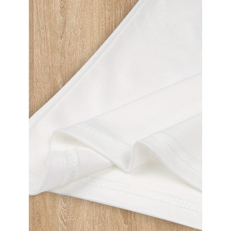 T-shirt à Motif Imprimé Naturel Style Calligraphie Manuscrite Minimaliste Tailles Européennes, Vêtements pour Femmes, Manches Courtes Décontractées pour Femmes