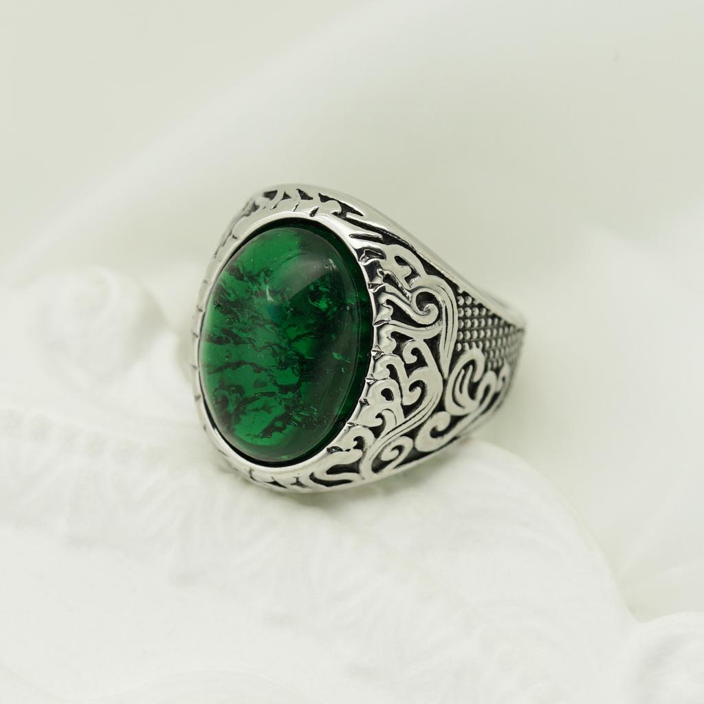 Retro 18K Gold Plated Stainless Steel Rings Luxury Big Stone Men Women Rings Wedding Couple Fashion