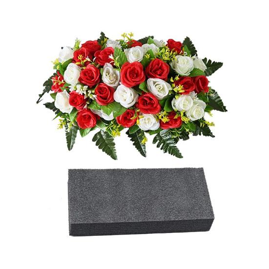 

36pcs Artificial Cemetery Flowers UV Resistant Weatherproof Faux Silk Flower Bouquet Fake Rose Memorial Day Flowers for Gravesite