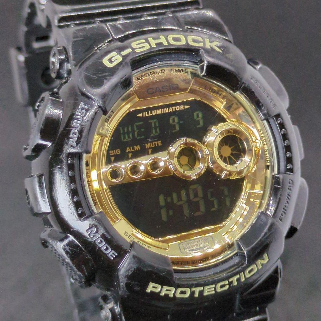 Used Working Casio G-SHOCK GD-100GB Black x Gold Men's Watch