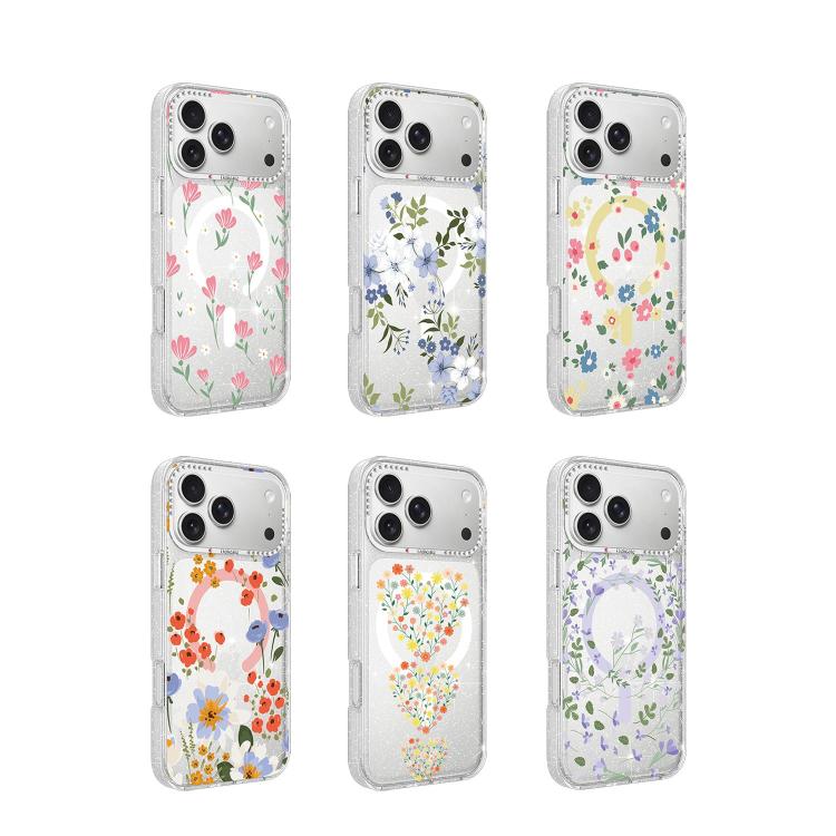 Flower Pattern IMD Glitter Magnetic Phone Case