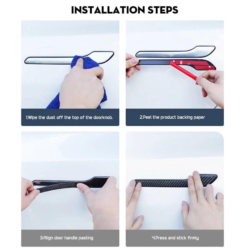 Futhope ABS Door Handle Cover For Tesla Model 3 Y Carbon Fiber Styling Premium Durable 2018-2023  Cover Protector Sticker