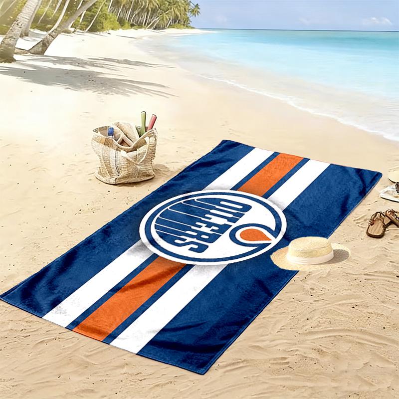 Edmonton Oilers Print Beach Towel, Large Soft Quick Dry Towel for Beach Camping Swimming