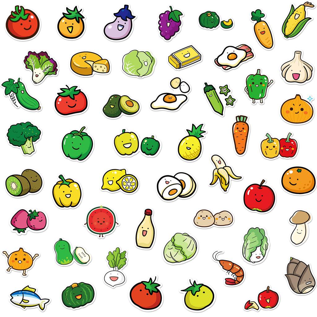 50 Fruit And Vegetable Stickers 0-3 Years Old Baby Knowledge Puzzle Fruit And Vegetable Plant Graffiti Stickers, Children'S Stickers