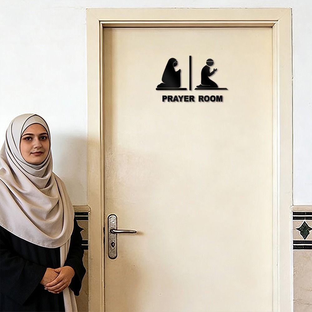 Adesivo Segno Stanza della Preghiera 3D Oro Nero Argento Acrilico Adesivo Decorativo per Eid Superficie a Specchio Cartello Adesivo Decorazione per la Casa