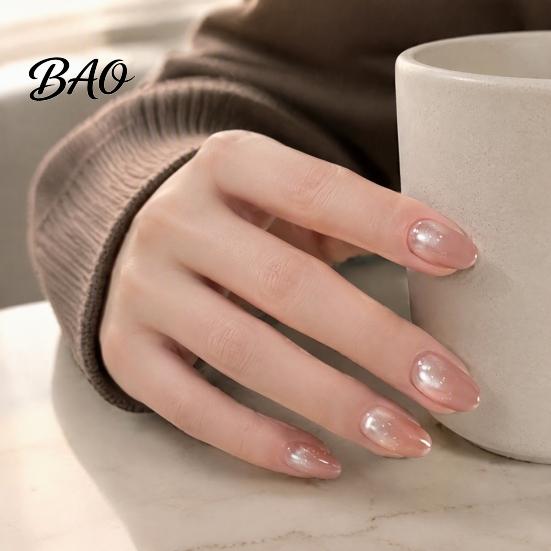 Salon Quality Fake Nails 10Pcs Cats Eyes Press on Kit, Glossy Almond Stick-on Nails, Long Glue False for Women Girls Press-on