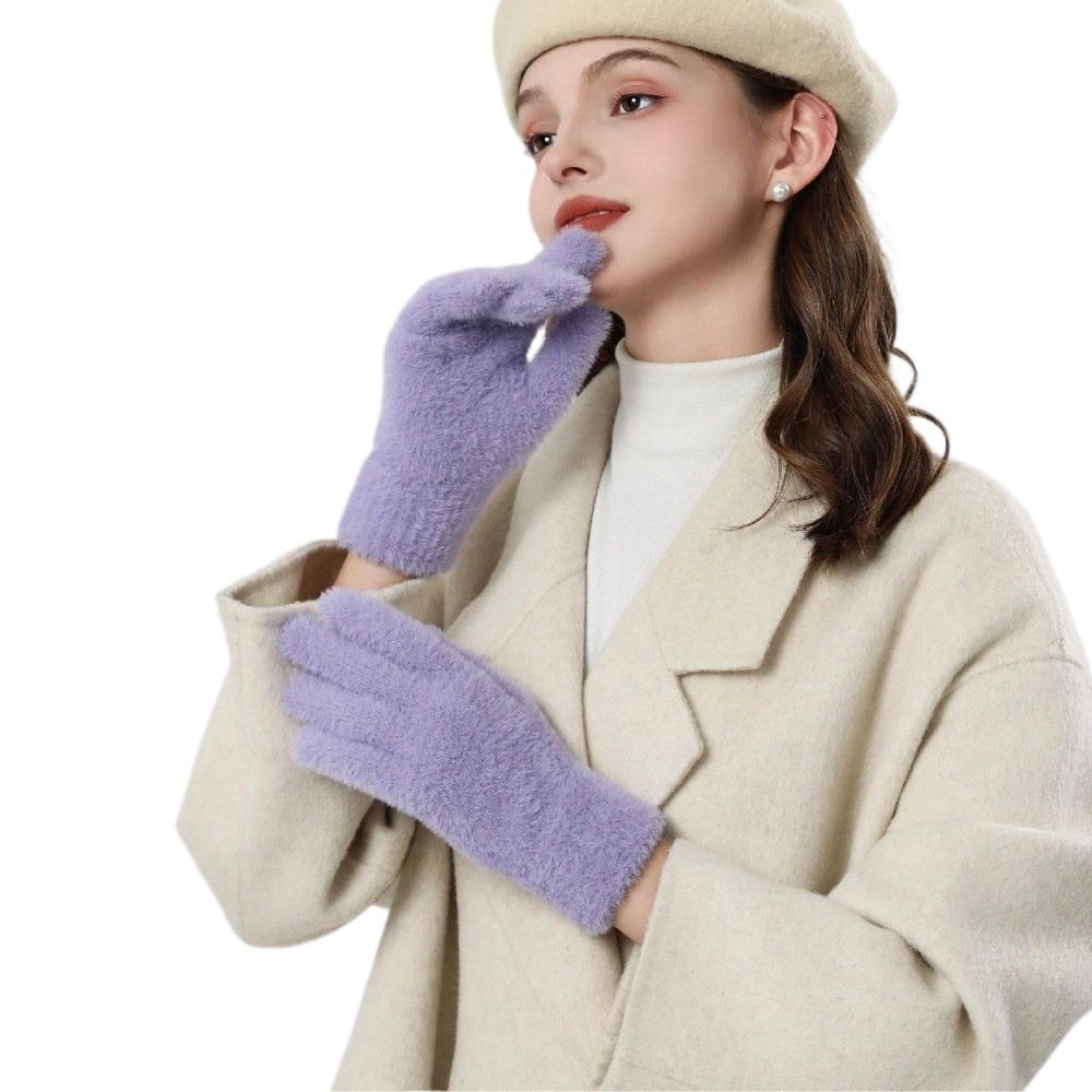 New Plush Winter Gloves Warm Knitted Driving Mittens Full Touchable Screen Full Gloves Gift