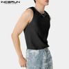 INCERUN Men Sleeveless Hollow Out Webbing Beach Party Fishnet Tank Tops
