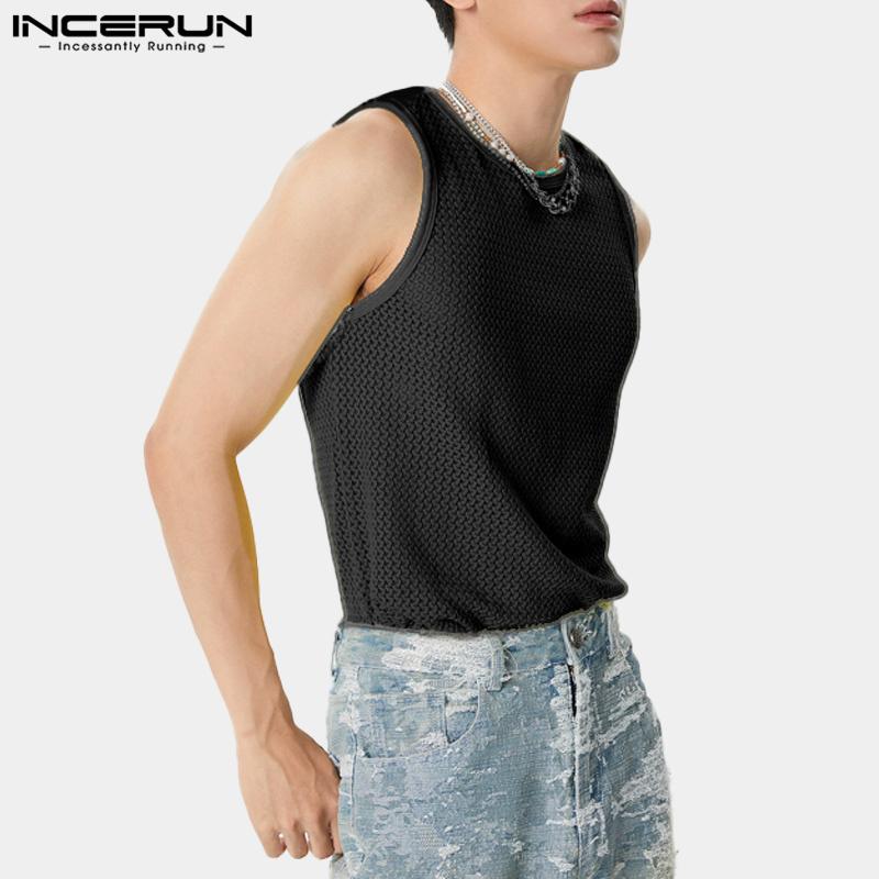 INCERUN Men Sleeveless Hollow Out Webbing Beach Party Fishnet Tank Tops