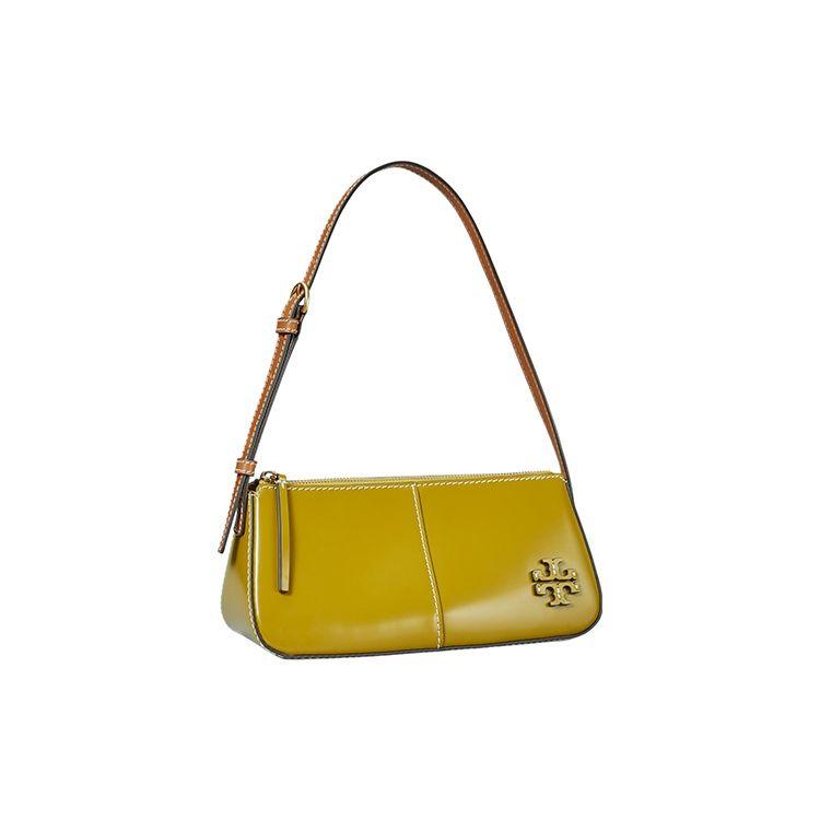 Tory Burch McGraw Zipper Closure Adjustable Shoulder Strap Leather Tote Shoulder Bag Women Handbags Green 138922-300