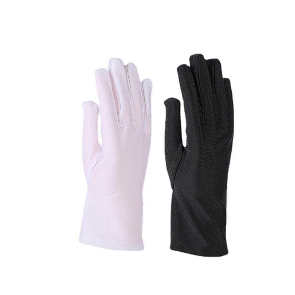 

Spring and Autumn thin black and white high-quality elastane sunscreen high elastic and enlarged boutique men s sports etiquette sunscreen gloves one size fits all білий