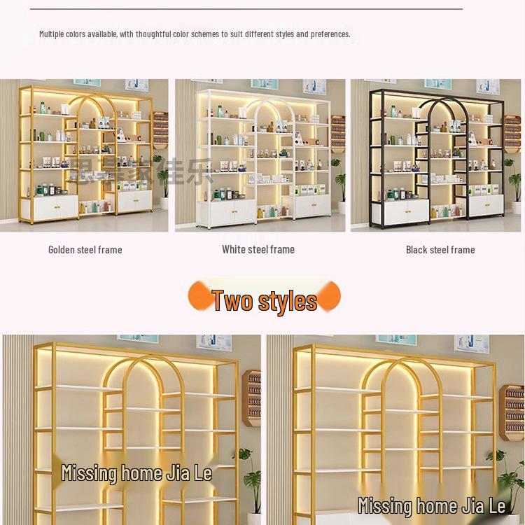Illuminated Multi-Layer Cosmetic Display Shelf for Salons and Barbershops