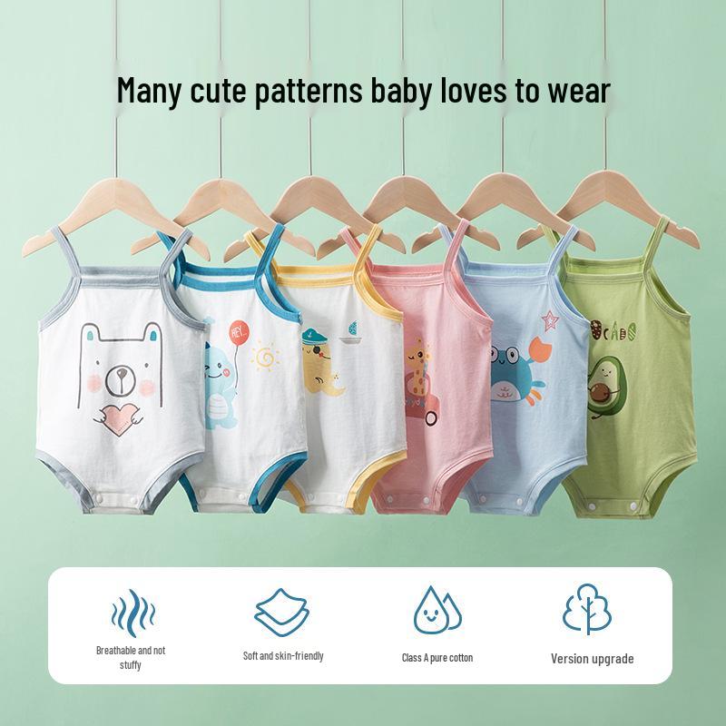 Newborn Infant Sleeveless Romper - Cute Strappy Summer Bodysuit for Boys & Girls