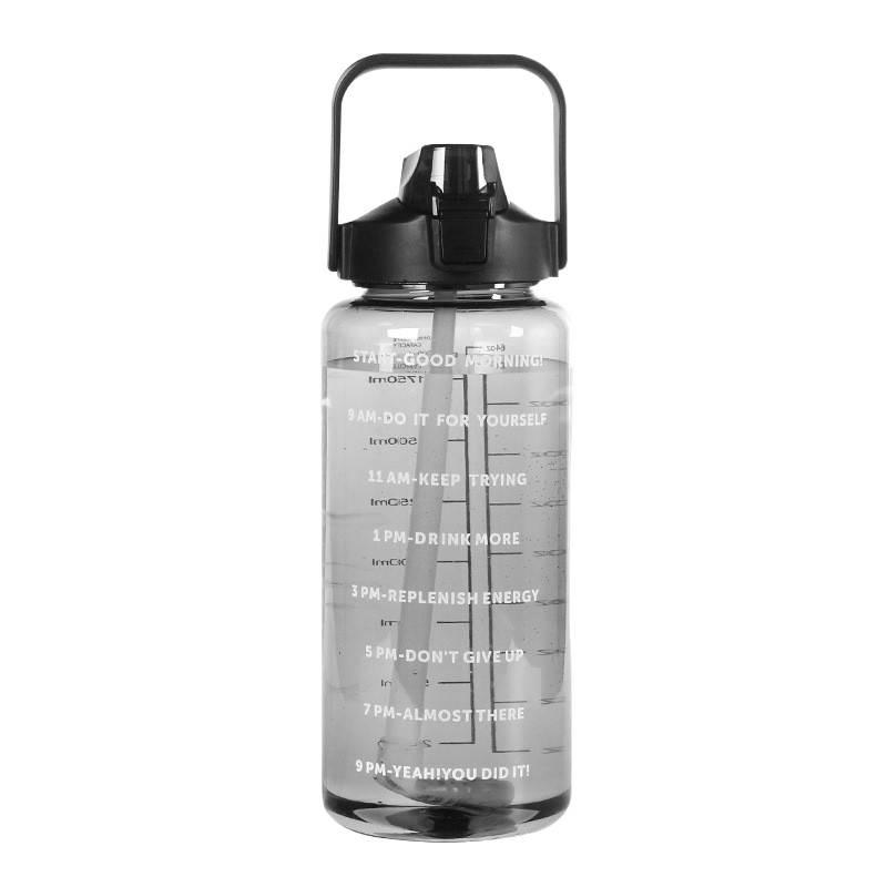 2025 Sport-Influencer 2000ml Große Wasserflasche mit Strohhalm & Zeiteinteilung