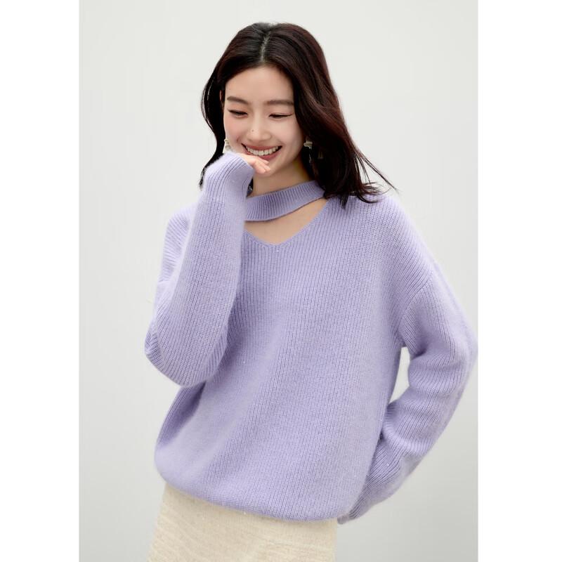 Qiusbiyiren Women s Elegant V-Neck Knit Sweater L