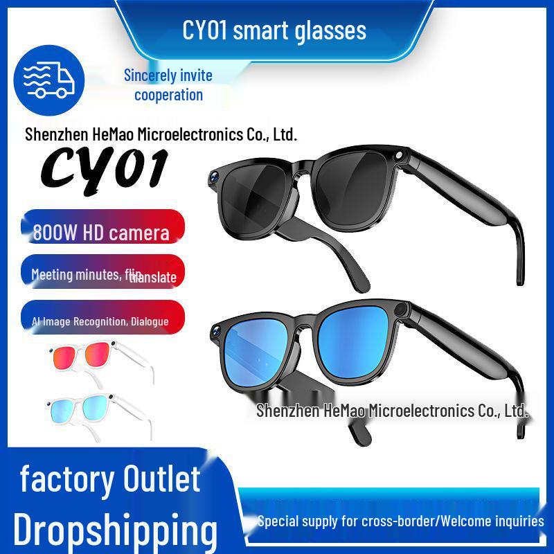 CY01 Smart Glasses: 800W Camera with Anti-Shake, AI Translation, Object Recognition, Music & Call Features