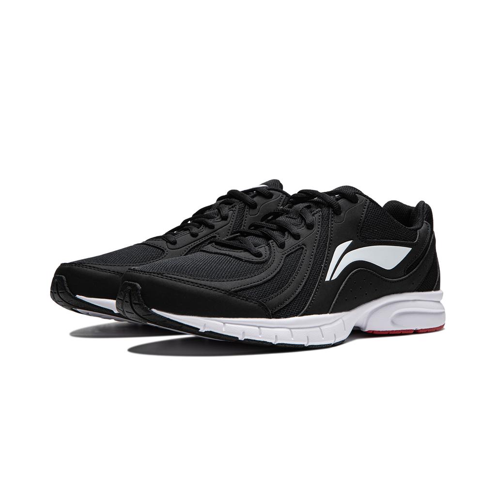 Li-Ning Mesh Soft Sole Fabric Synthetic Leather Non-Slip Wear-Resistant Low-Top Running Shoes Men sneaker Black White ARSU109-2
