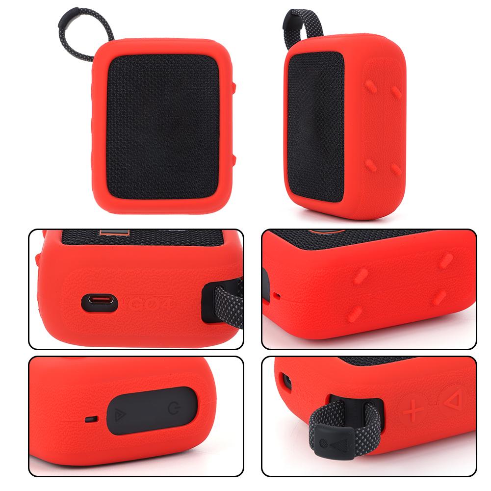Speaker Silicone Case Anti Scratch Protective Case with Carabiner Protective Cover for JBL GO 4 Portable BT Speaker