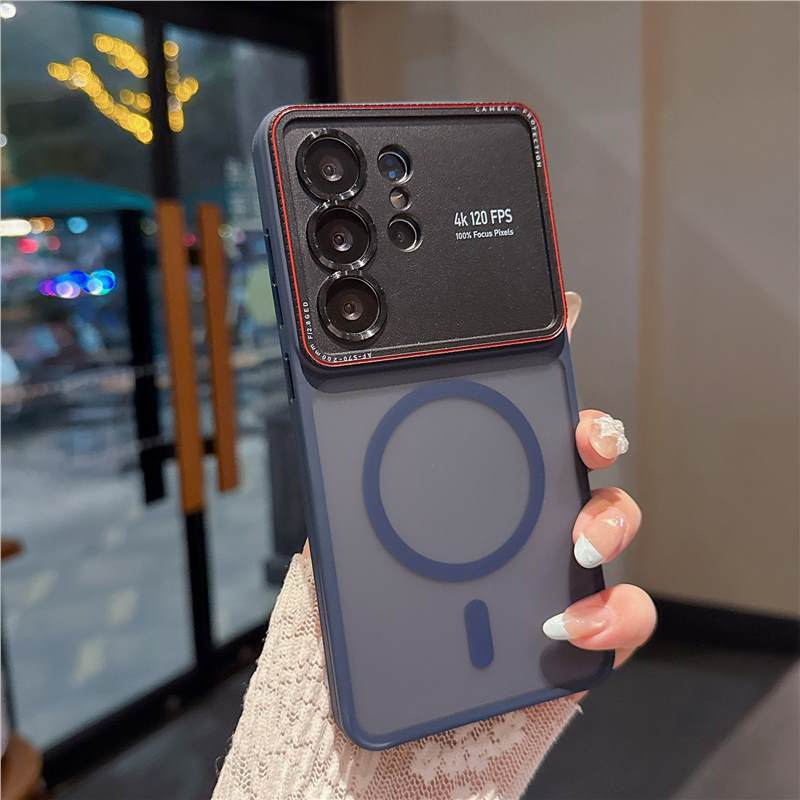 Applicable to Samsung S26Ultra mobile phone case metal Lycra lens matte magnetic suction S25U anti-drop protective case premium