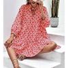 2026 V-neck Print A-line Women Dress Vintage Long Sleeve Ruffled Summer Short Dresses Lace-up Lady Casual Beach Boho Dress 28719
