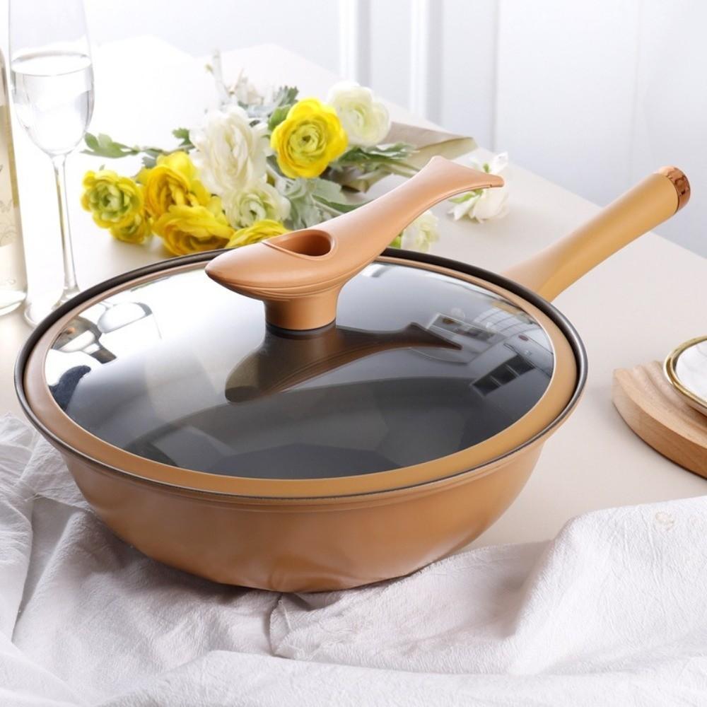 Non Stick Steaming Frying Pan Soup Pot with Lid Gas Stove Pot Micro Pressure Steamer Wok  Kitchen