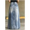 Elegant Solid Color Washed Denim Skirt for Women Summer Casual Streetwear Design