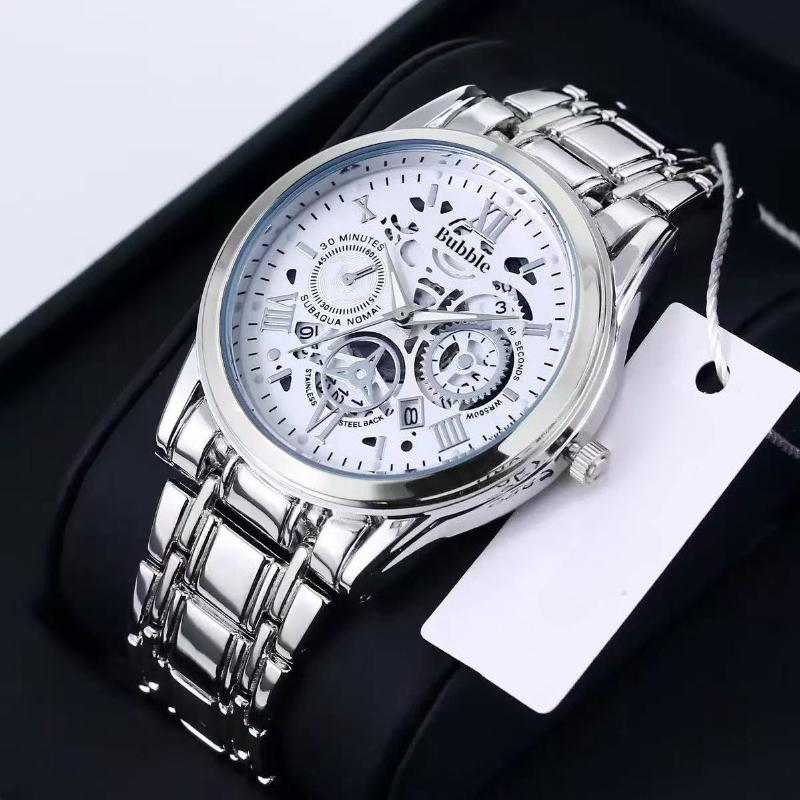 Trendy Men's Automatic Quartz Watch - High-End Light Luxury with Luminous Roman Hollow Design
