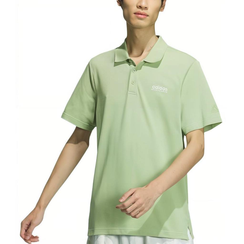 adidas Logo Solid Color Casual Short Sleeve Polo Shirt Men Tops Magic-Yellow-Green JI9054
