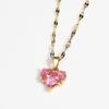 Shiny Gold Color Stainless Steel Y2K Jewelry Love Pink Heart Exquisite Fashion Niche Necklace Wedding Clavicle Chain Gift