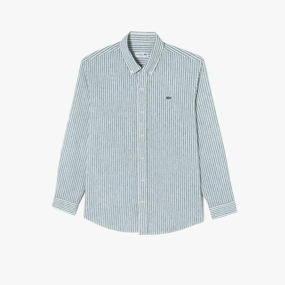 Lacoste Men's Linen Blend Stripe Shirt CH838E-56G132