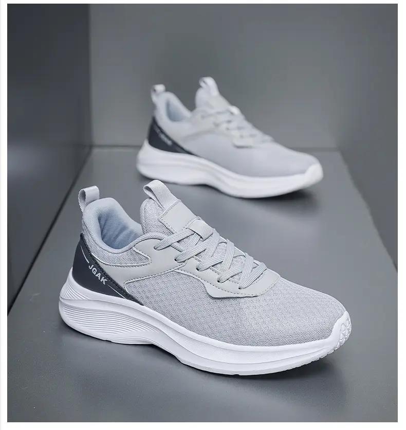 

Summer 2025 New Mesh Athleisure Shoes Men s Shoes Breathable Mesh Running Shoes Plus 48 48 сірий колір
