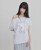 WAIKEI Mellow Dream Cloud Off-Shoulder Short-Sleeve T-Shirt Melange White