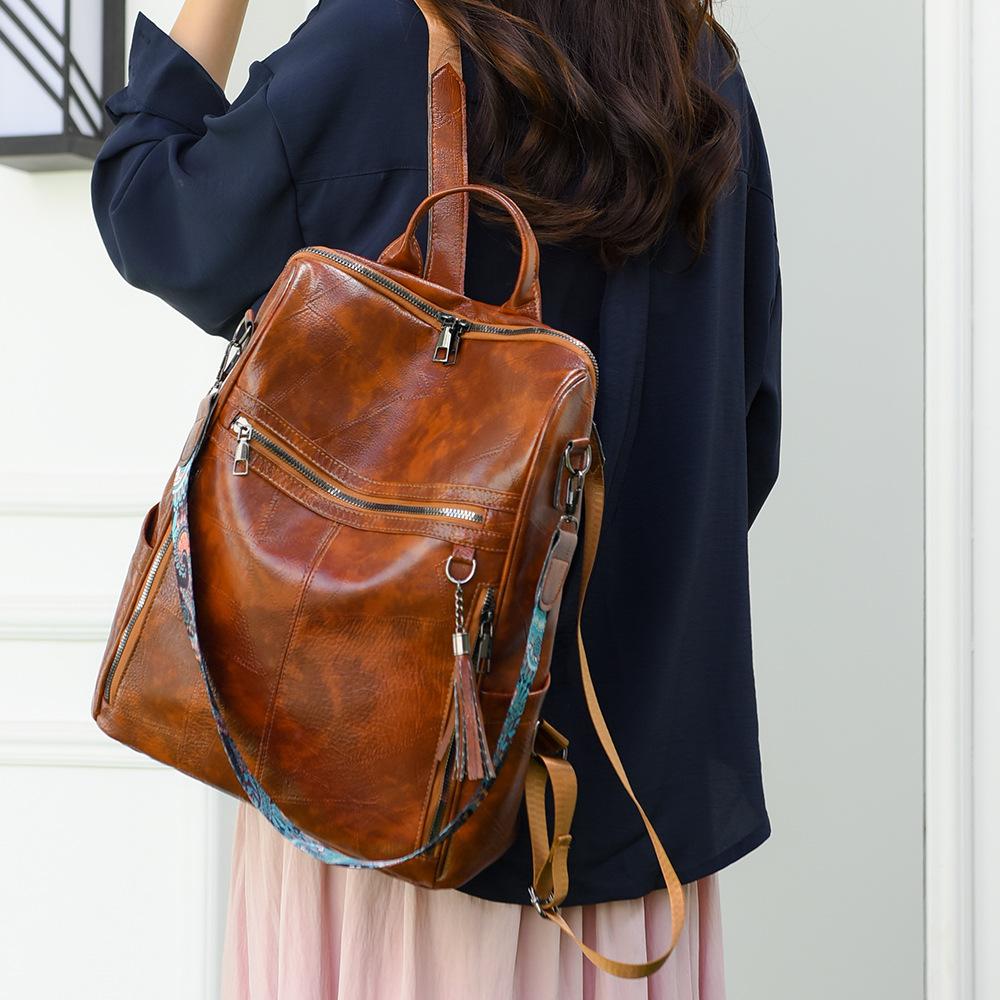 Backpack for Women Large Capacity Backpack Retro Fashion Multifunctional Contrasting Color Travel Commuter Backpack