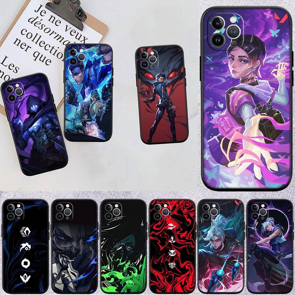 AQ108 V-VALORANT Soft Shell Phone Case for iPhone 16 15 14 13 12 Pro Max Plus Mini