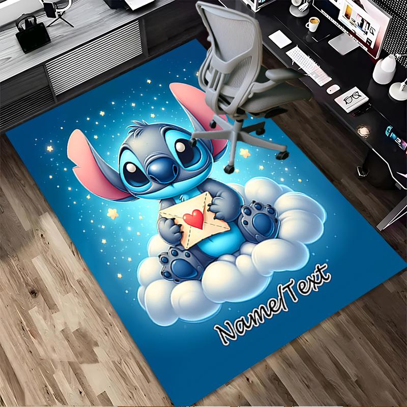 Custom Name Stitch Floral Living Room Non-Slip Area Rug Soft Carpet for Bedroom Kids Playroom Sofa Office Home Decor Doormat