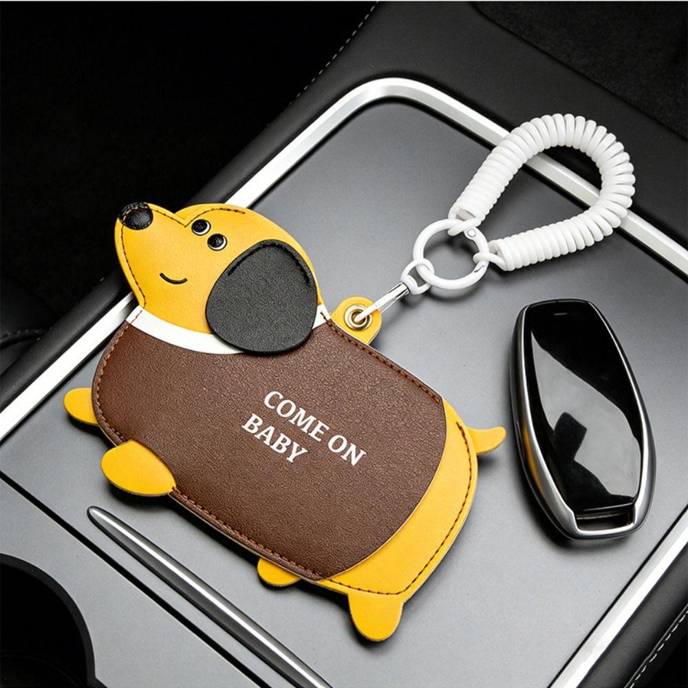 PU Leather Leather Dog Pendant Multifunction Cartoon Keychain Fashion Card Case  Male/Famale
