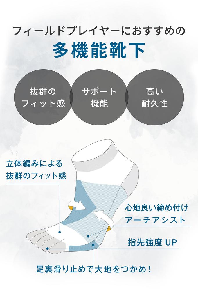 Field Pro Socks Made In Japan Soccer Socks Futsal Soccer Sports Socks IF70 [LANTAGE] Five-Finger (25-27cm, White) Men's/Women's