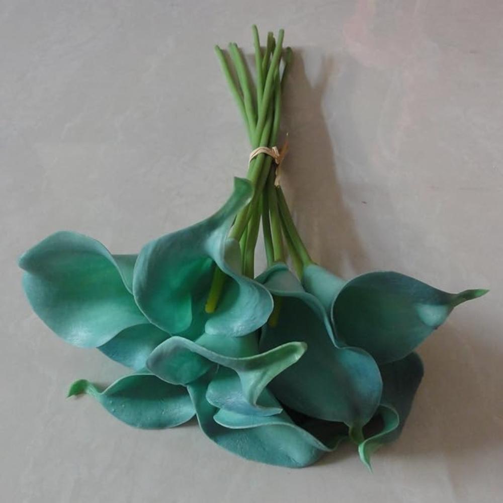 

10PCS Real Touch Calla Lily Artificial Flowers Bridal Bouquets Home Office Wedding Party Decoration KTY синій