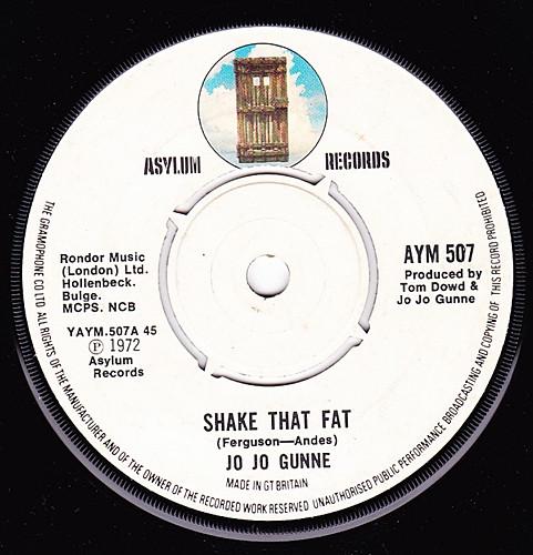 

7inch Record JO JO GUNNE Shake That Fat AYM507 Asylum Records 1972 UK Rock Used