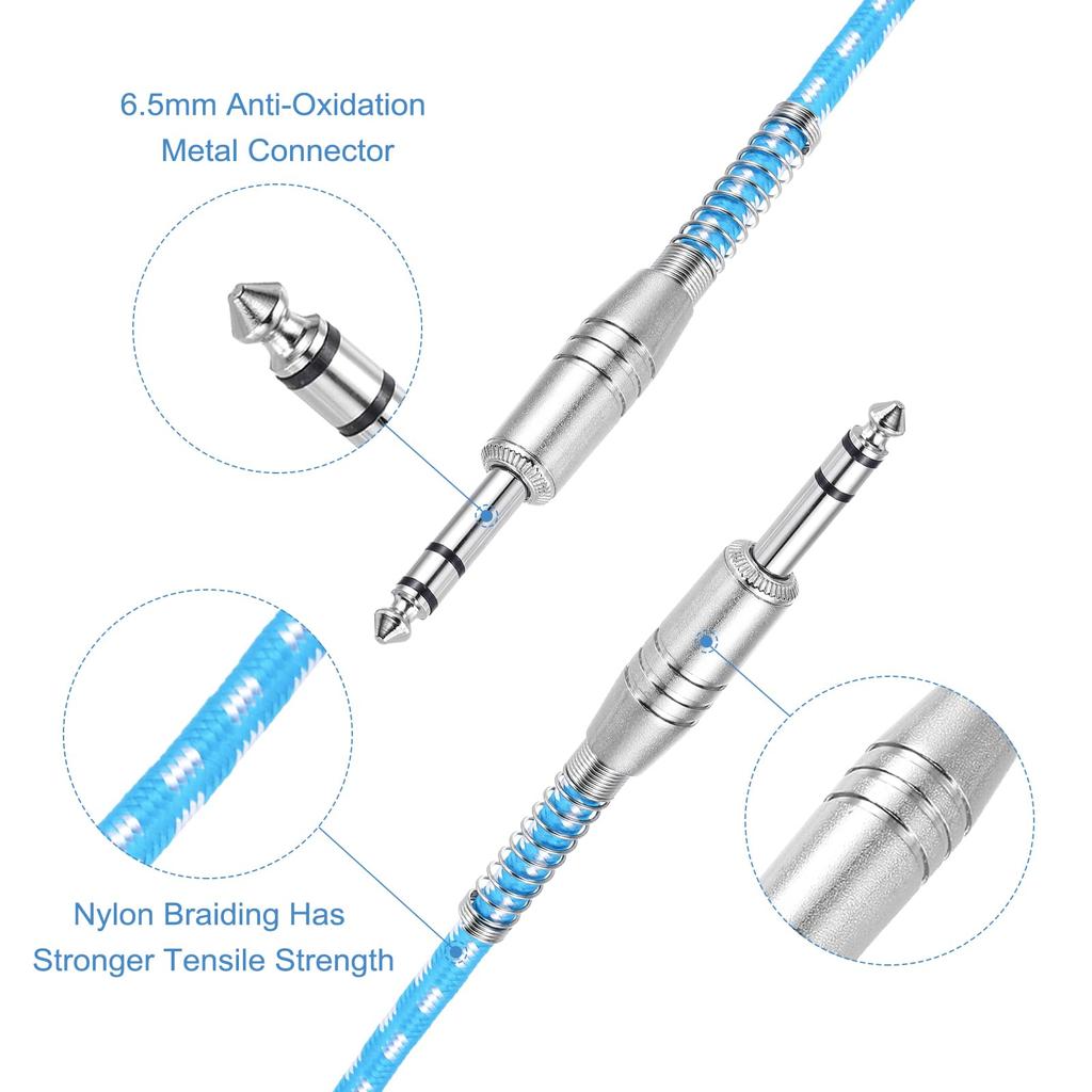 Uxcell 2-Pack Guitar Instrument Cable, 25 Feet 14" To 14" Straight To Straight Angled Electric Guitar Jack Cable Wire for Guitar and Bass, White and